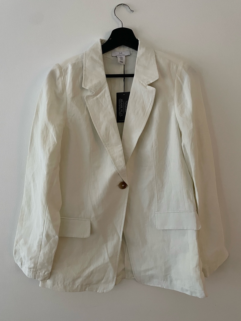 H Halston Linen Blend Blazer Size M